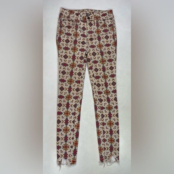 Free People We The Wild Child Print Skinny Jeans Women 25 Multicolor OB1100417 - Picture 1 of 9